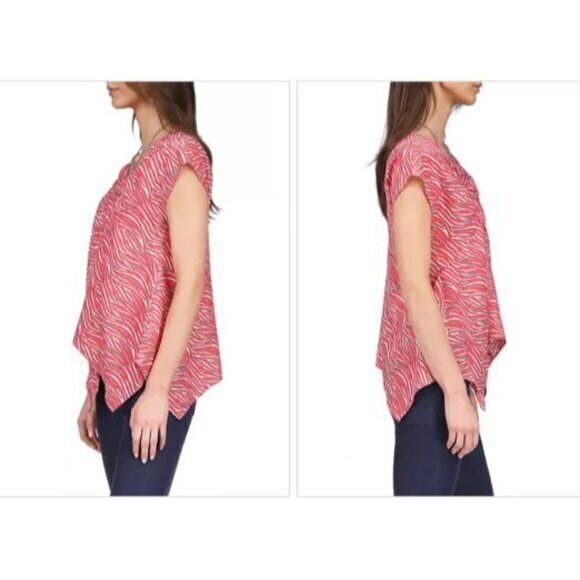 Michael Kors Zebra Print Handkerchief Hem Top – Women's XS – New With Tags - Picture 3 of 6